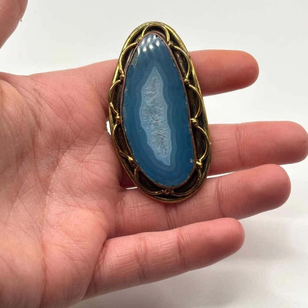 Handcrafted Blue Druzy Agate Statement Ring Mixed… - image 7